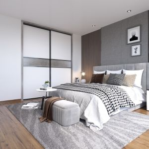 Matt Grey Modern Built In Sliding Wardrobes180cm E1 Standard Chipboard