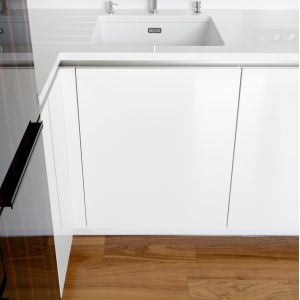 Acrylic Free Standing Kitchen Cabinet Modern High Gloss White Wood Grain Kitchen