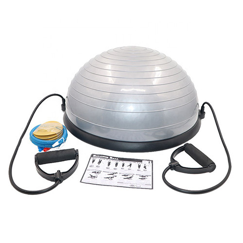 Multiple Uses Gym Half Balance Ball With Pump 2 Removable Resistance Bands