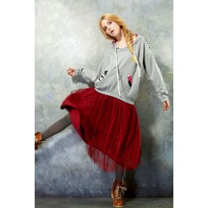 Ladies Hooded Sweatshirts , White Loose Fashion Jersey