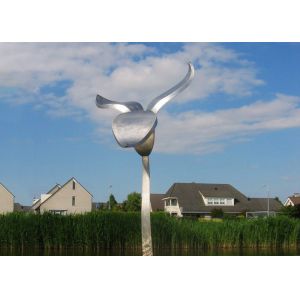 Beautiful Tulip Flower Stainless Steel Sculpture In Water , Matt Finish