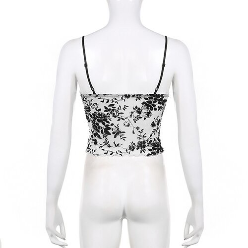 Hot Girl Fenglei Lace Implanted Velvet Printed Camisole OEM European American