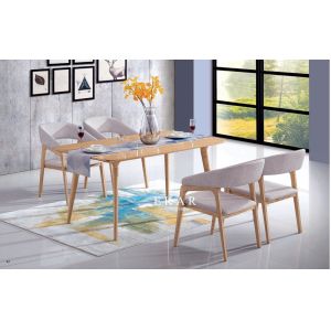 Upholstered Modern Natural Ash Wood Dining Room Chair Armrest