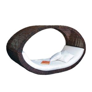Outdoor day beds Wicker Poly Rattan Round Daybed With Canopy Balcony round sofa