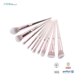 Plastic Handle Cosmetic 10pcs Face Makeup Brush Set Private Label