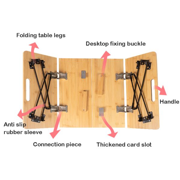 Park Outdoor Picnic Barbecue Bamboo Wooden Board Mdf Small Portable Folding Camping Table with Metal Leg