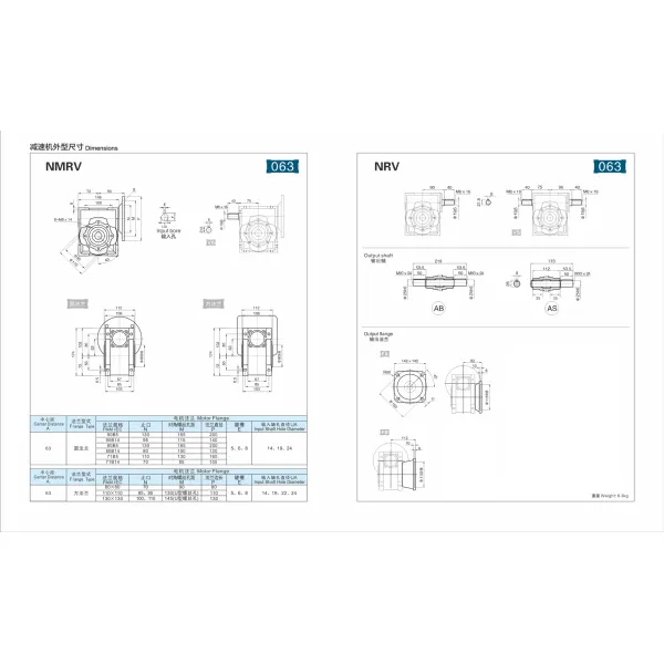 NMRV063 Worm Gear Gearbox Ratio 5: 1-100: 1 For Nema 42 Servo Stepper Motor