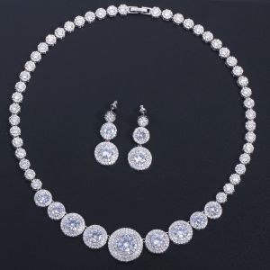 AAA CZ CZ Crystal Necklace Pendant Necklace Rhinestone CZ Jewelry Set Women