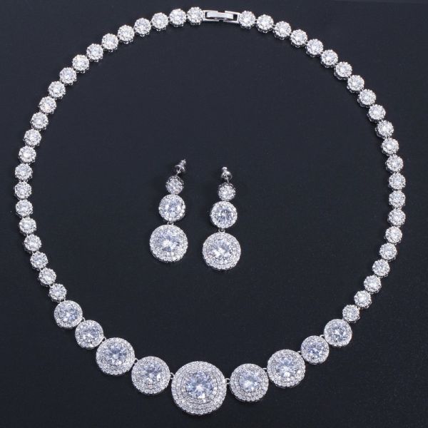 Buy AAA CZ CZ Crystal Necklace Pendant Necklace Rhinestone CZ Jewelry Set Women Wedding Necklaces Jewelry for Gift at wholesale prices