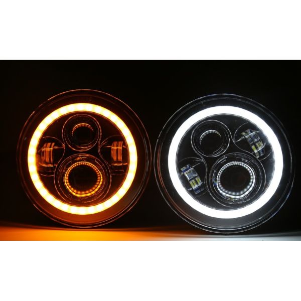 Buy 1st generation angel eye Silver/Black bottom Round 7inch LED headlight 80W headlamp for jeep jk led driving headlights at wholesale prices