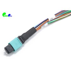 MPO Trunk Cable OM3 24F MPO Male to LC UPC Fanout 0.9mm 50 / 125μm 0.3m Aque