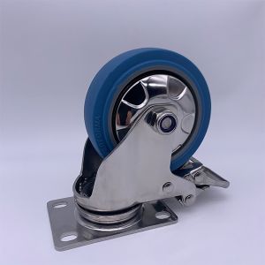 Heavy Duty Rubber Wheel Swivel Lockable Caster Elastic High Rebound 4 Inch