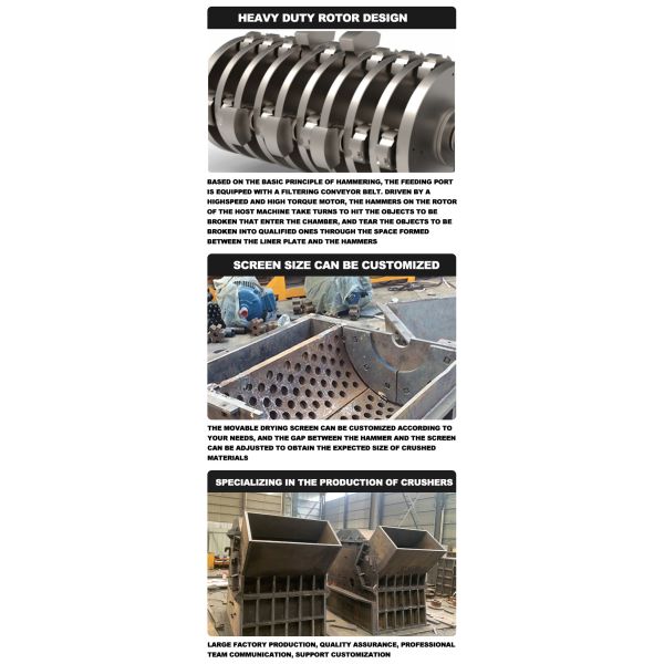 Waste Treatment Metal Hammer Crusher for Wood Metal and Plastic Chairs Easy to Operate