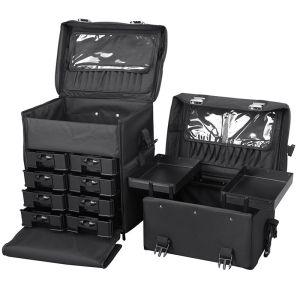 Quality oxford cloth makeup beauty case with wheel big capacity for sale