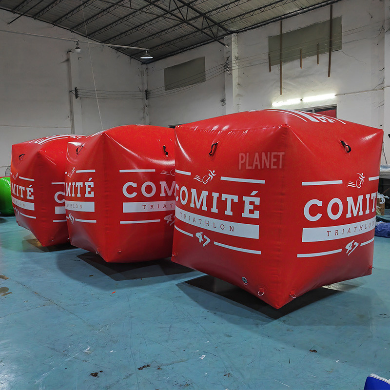 Custom Floating Triathlon Inflatable Cube Buoy Water Swim Regatta Race Air