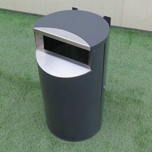 Public Round Dia 315*580H Mm Steel Outdoor Trash Can