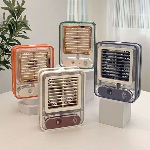 USB Rechargeable 420g Desktop Table Stand Air Cooler Conditioning Fan with LED Light