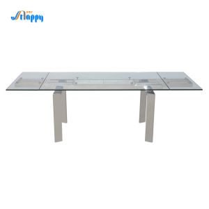 900mm Width Rectangular Extendable Glass Top Table Easy To Maintain