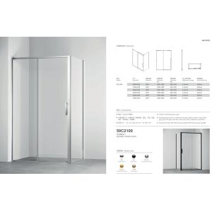 Aluminum,Bathroom Shower Room, Square Shape,sliding door with side panel