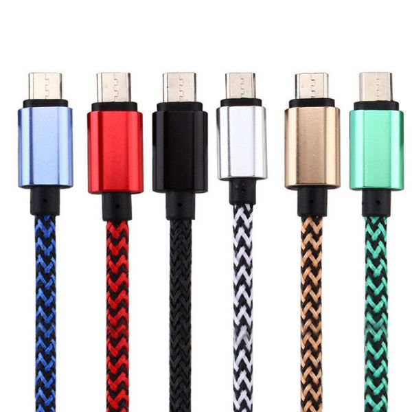 1M Fabric Nylon Braided Micro Flexible USB Cable for Samsung / Blackberry