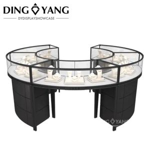 High End Black Round Jewelry Display Cases For Retail Stores No Installation