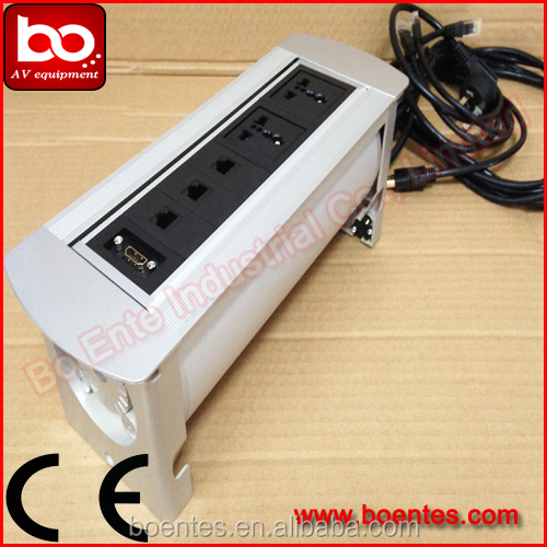 Electric Office Power Data Outlet Box/CE Approved H-DMI Motorized Pop Up Outlet