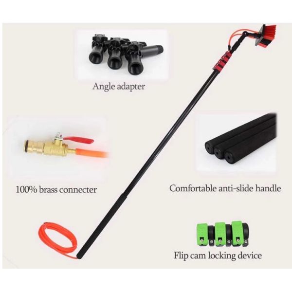 ISO9001 5.4m Black Carbon Fiber Solar Module Cleaning Brush