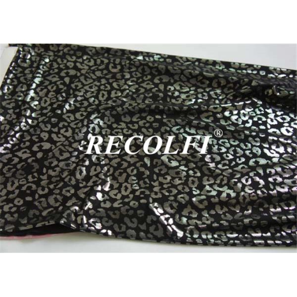 Leopard Silver Foiling Sustainable Knit Activewear Fabric 4 Ways Stretch