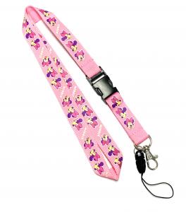 China Disney Cute Pink Mickey Detachable Cell Phone Holder Lanyard With Silk Screen Print on sale