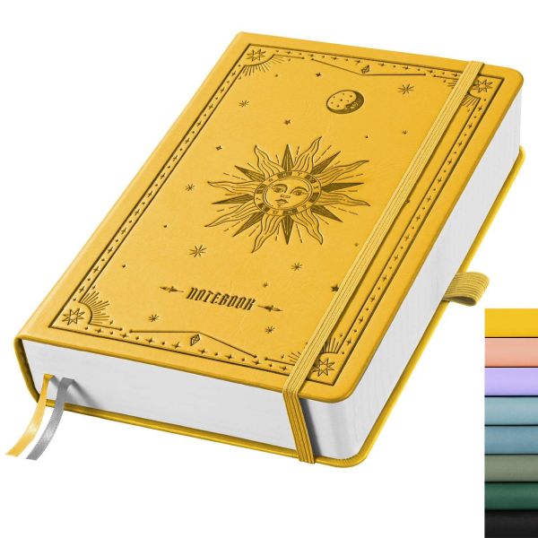 Custom Embossed Celestial A5 Notebook | 320 Blank Pages PULeather, 14.5x21cm Art