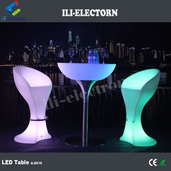 Hot sale factory direct offer rotaional moulding plastic LED bar table with stainless steel
