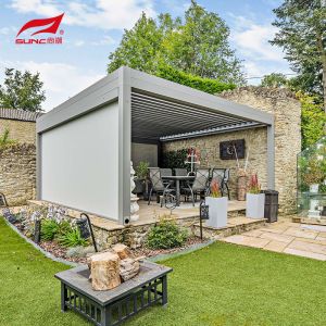 Freestanding Motorized Aluminum Pergola 3x6m For Office Space