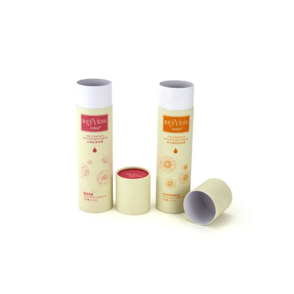 Cylinder White Paper Tube Packaging Pantone Color For Cosmetics