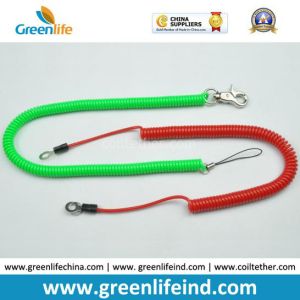 Quick Release Elastic Tape Lanyard W/Clips in Transparent Green