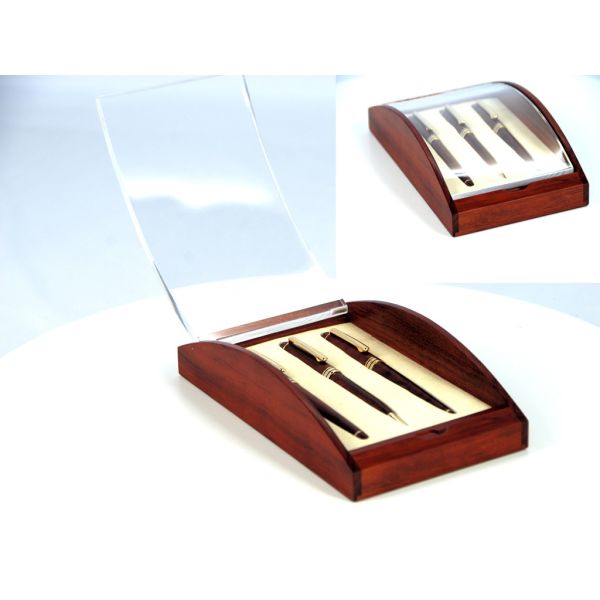 B1401 Rosewood bottom Acrylic top lid single wood pen box with EVA,Curve Box for