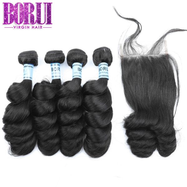Buy Loose Wave 1B Virgin Peruvian Human Hair Extension With Closure at wholesale prices