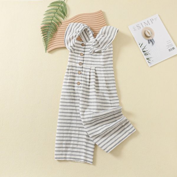 Summer newborn baby toddler girls clothing rompers pants sleeveless ruffle Stripe knitted kids Jumpsuit bodysuit