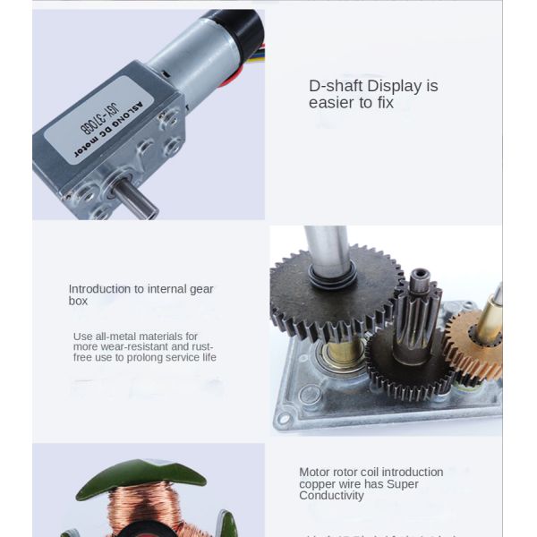 ASLONG JGY-370GB DC Worm Gear Motors 12v High Torque Reducer