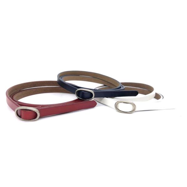 Buy Fashion Women Skinny Leather Waist Strap Thin Blue Red White Color at wholesale prices