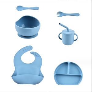 Children Dining Plate Tableware Suction Cup Feeding Set Food Grade Silicone Bowl