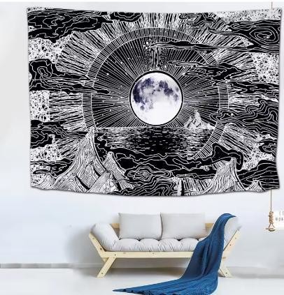 Buy 1500MMx1000MM Sun Decorative Painting Tapestry for Bedside Background Wall Decoration at wholesale prices