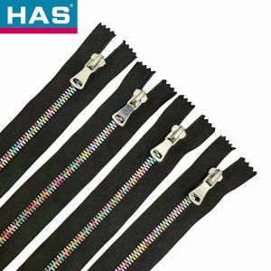 Eco Friendly Metal Zipper With Smooth Running Teeth And Custom Rainbow Design