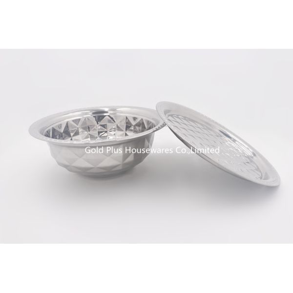 24-50cm Kitchen utensil various sizes stainless steel knead dough basin soup deep basin rice bowl with flat cover