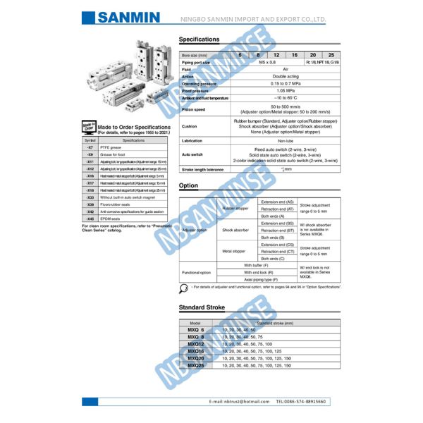 MXQ Air Slide Table Pneumatic Air Cylinder , Telescopic Pneumatic Cylinder SMC