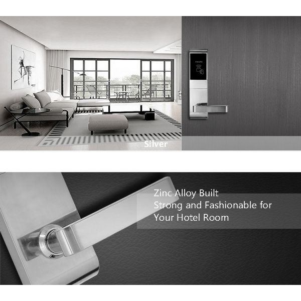 Smart Hotel Aluminium Door Lock 300mm * 75mm 200 Cards Data Capacity