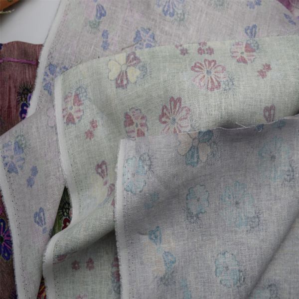 55% Viscose 45% Ramie Digital Printing Dress Cotton Fabric