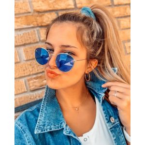 Therapy Round Blue Lens Sunglasses Against UVA UVB Rays