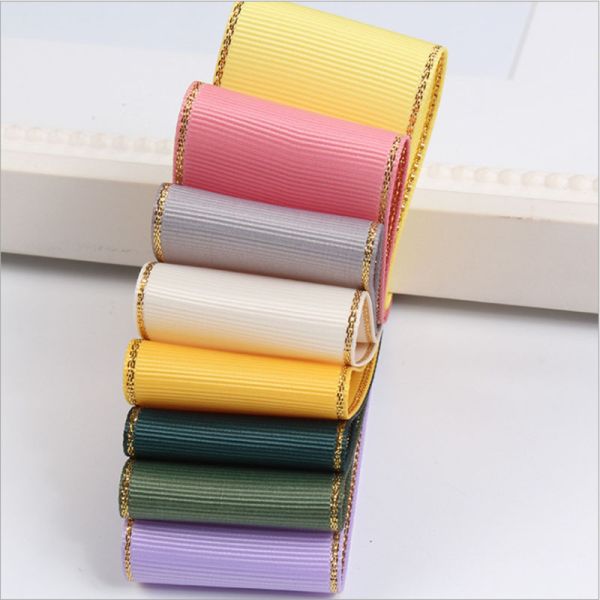 Metallic Ribbon Wedding Decoration Silver Metallic Edge Grosgrain Ribbon Hair Ribbon Bow