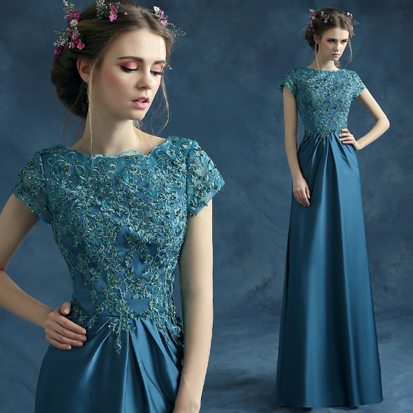 Buy Dark Blue Green Elegant Evening Dresses TSJY048 at wholesale prices