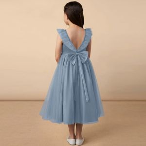 Popular Girl Kids Dress Blue Tulle OEM ODM Baby Flower Girl Dresses Sleeveless